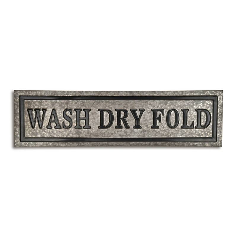 HomeRoots 10" X 36" Gray Wash Dry Fold Metal Wall Decor