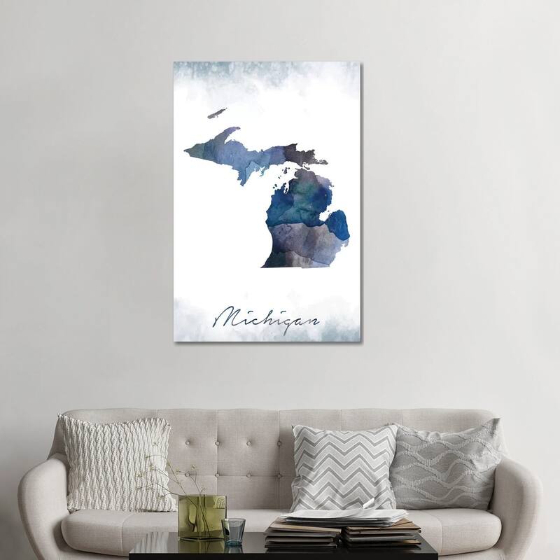 iCanvas "Michigan State Bluish" by WallDecorAddict Canvas Print - 48x32x1.5