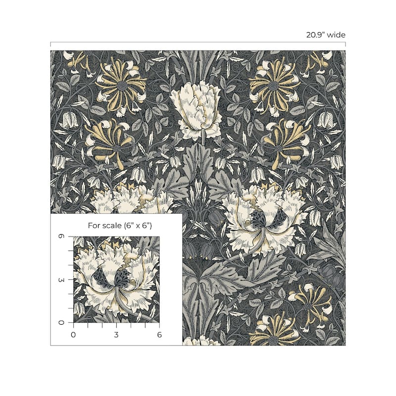 Seabrook Designs Ogee Flora Nonwoven Unpasted Wallpaper