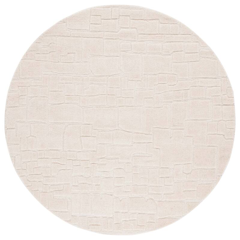 SAFAVIEH Handmade Manhattan Falak Modern Wool Rug - 6' Round - Ivory