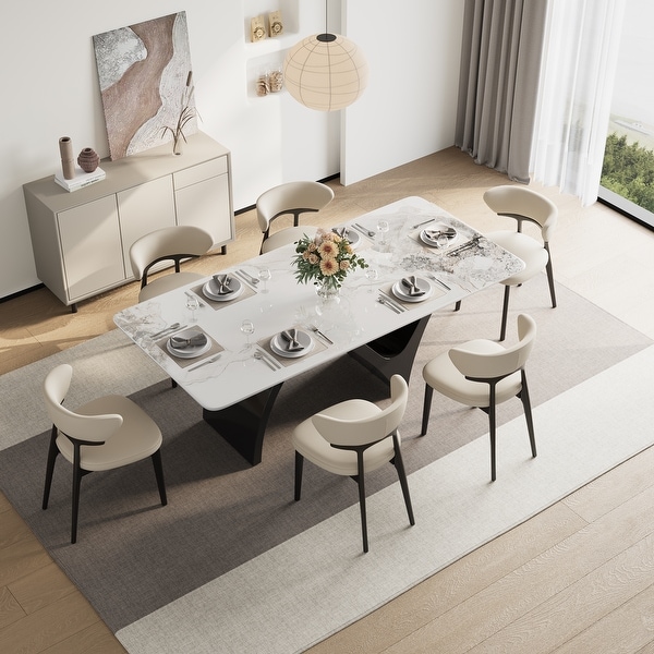 Modern Rectangular Dining Table, Sintered Stone Table-top, N