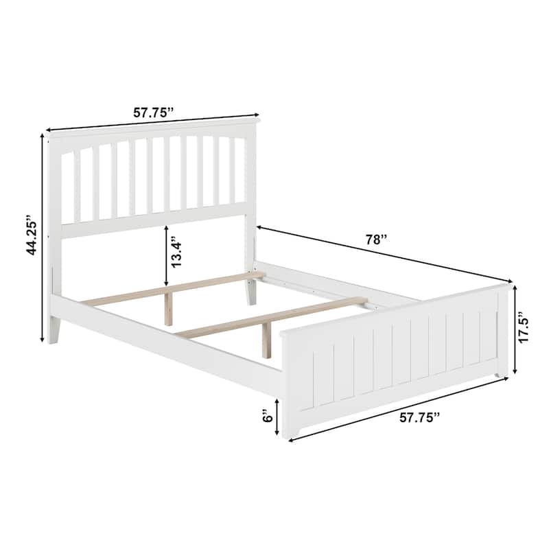 Mission Full Foundation Bed Frame with Matching Footboard in White