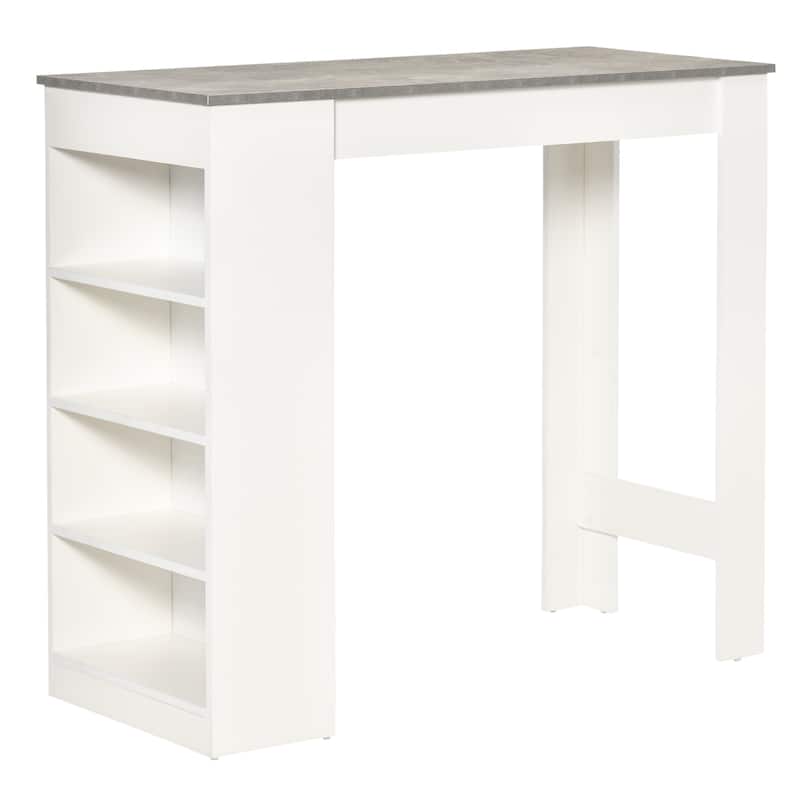 Bar Table, High Top Pub Table with 4 Storage Shelves