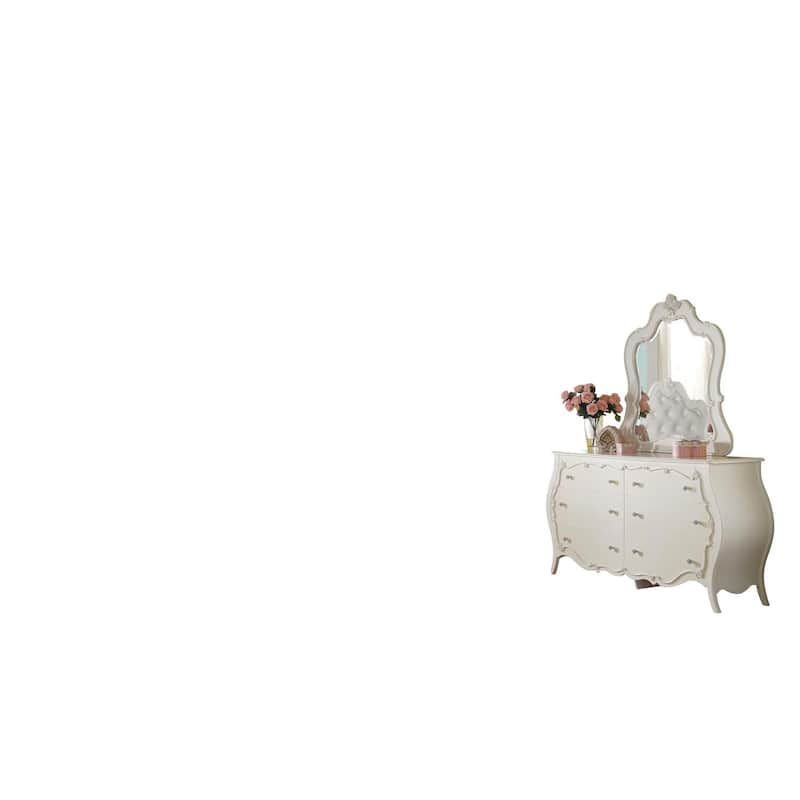 Handcrafted Dresser - Pearl White Storage Chest with Knobs & Tapered Legs