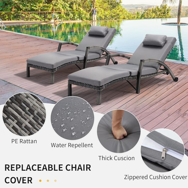 EROMMY Outdoor Patio Lounge Chair, Adjustable Recliner Outdoor Lounge Chairs, Multiple Colors Available