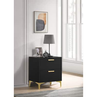 Lexie Black and Gold 2-Drawer Rectangular Nightstand