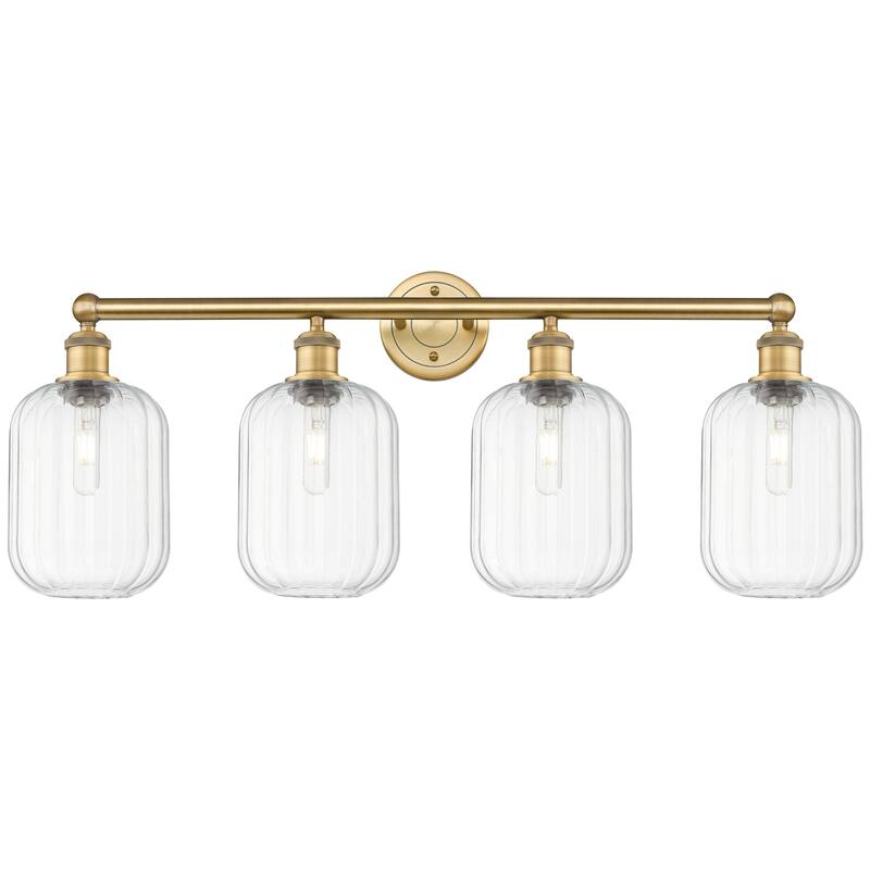 Innovations Lighting Endless Possibilities Edison - Preston - 4 Light 34" Jar Shade Bath Vanity Light - Clear/Brushed Brass