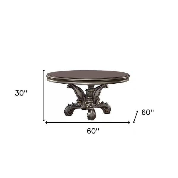 Gray Solid Wood Pedestal Base Round Top Dining Table - Bed Bath ...