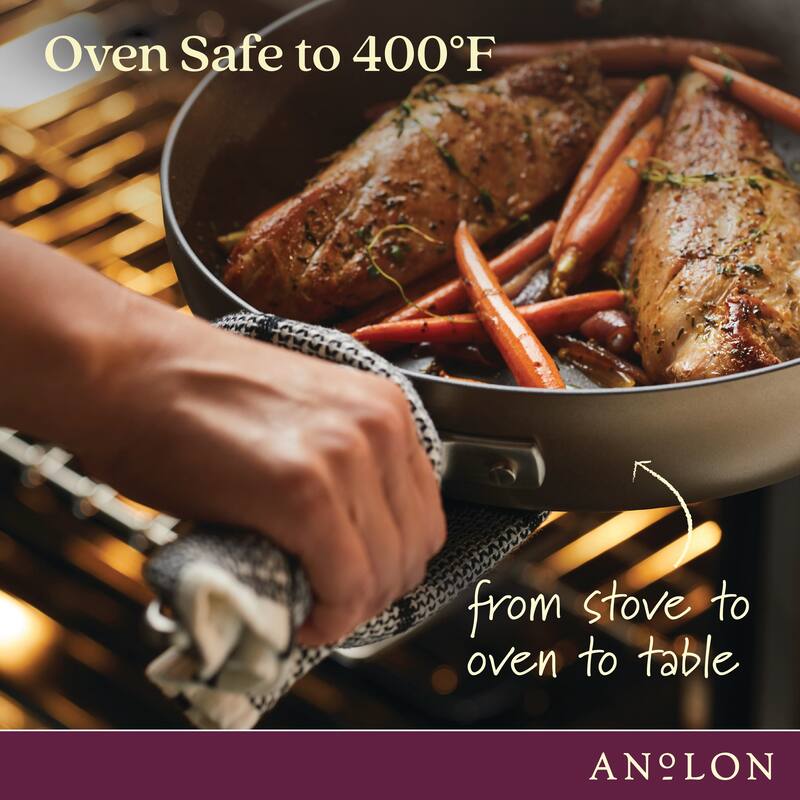 Anolon Advanced Home 8.5-Quart Wide Stockpot with Multi-Function Insert, Bronze