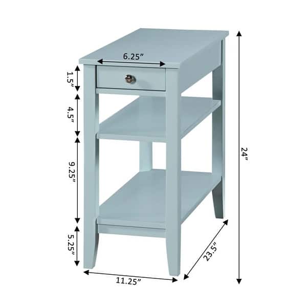 dimension image slide 3 of 12, Convenience Concepts American Heritage 1 Drawer Chairside End Table with Shelves