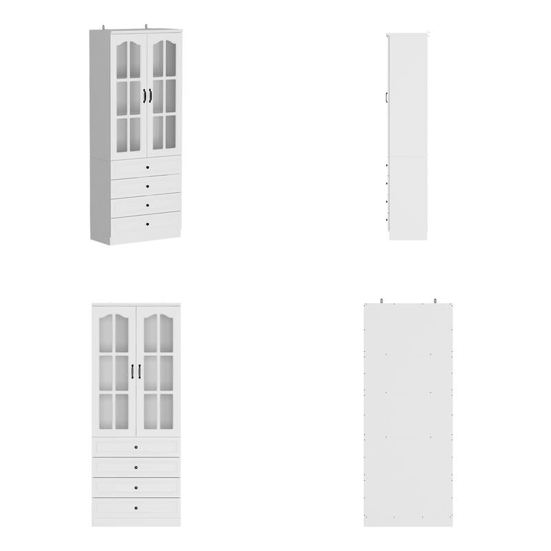Kitchen Cabinet Clear Visibility Tempered Glass Showcase Combo Cabinet