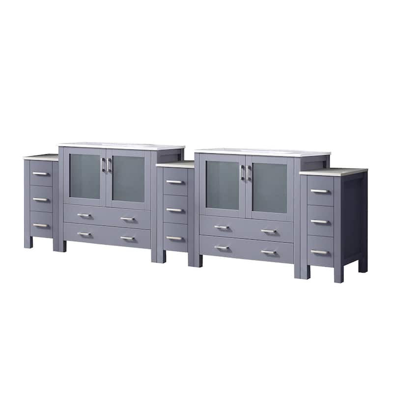Volez Double Bath Vanity with Side Cabinets and White Ceramic Top