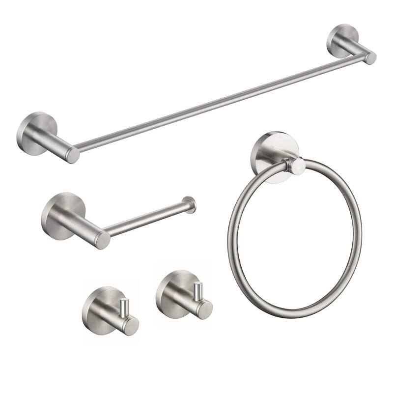 Circular 5-Piece Bathroom Hardware Set - Brushed Nickel