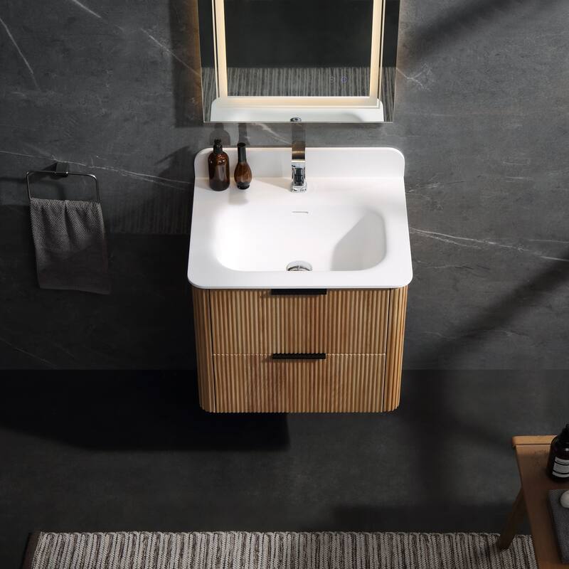 Modland 24" Wall-Mounted Bathroom Vanity with Acrylic Top Integrated Sink & Overflow