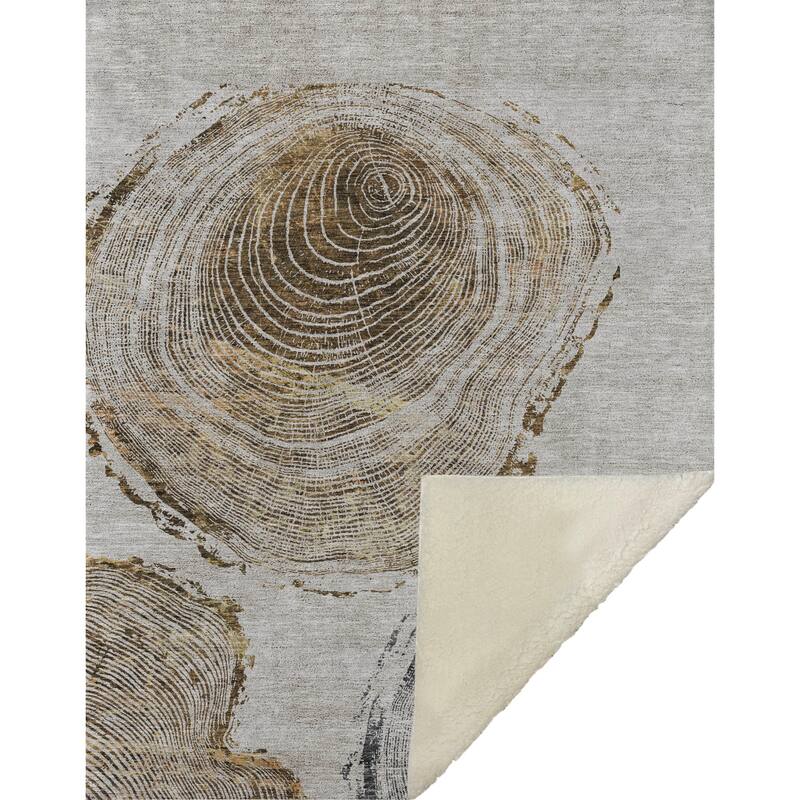 Premium Machine Washable Modern Wood Grain Sherpa Throw Blanket