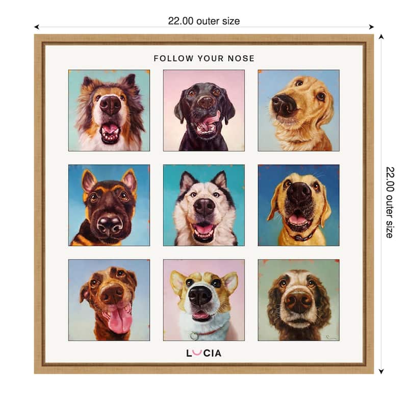 Follow Your Nose Collage by Lucia Heffernan Framed Canvas Wall Art Print - Sylvie Natural - 22 x 22 in