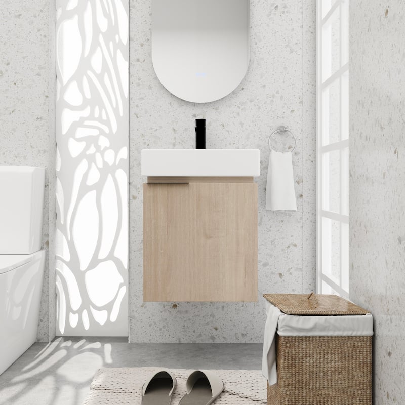 BNK 16/18 Inch Single Sink Bathroom Vanity with Soft Close Door