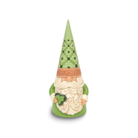 Curata Creek Wearin of The Green Irish Gnome Holding Clover Figurine
