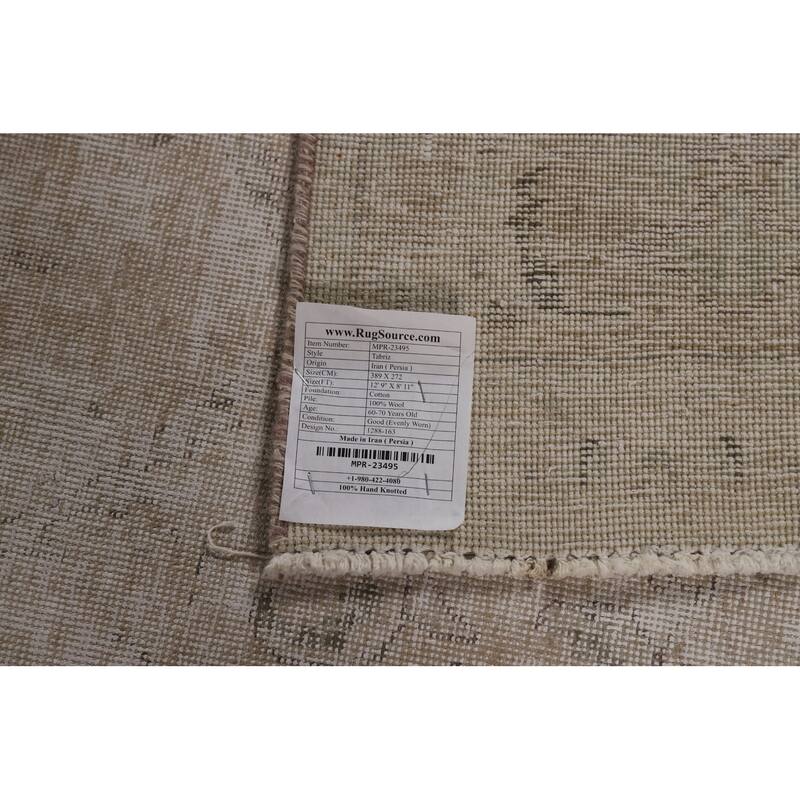 Distressed Tabriz Persian Vintage Rug Hand-Knotted Wool Carpet - 8'11"x 12'9"