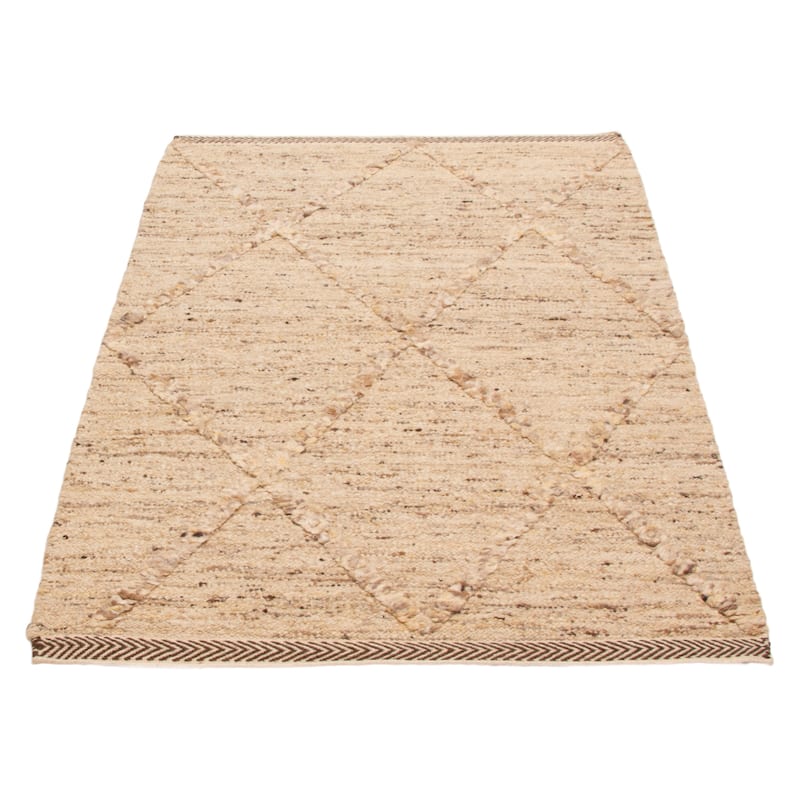 ECARPETGALLERY Flat-Weave Marrakech Ivory Wool Kilim - 5'4 x 7'11