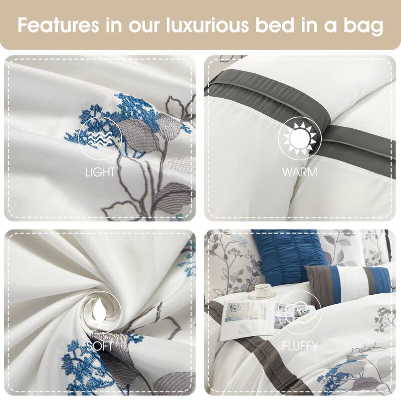 Nanshing Tracy 7-Piece Minimalist Botanical Comforter Set