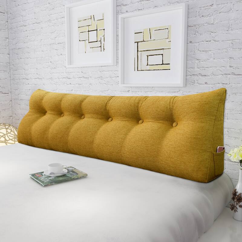 WOWMAX Bed Rest Reading Wedge Headboard Backrest Tufted Pillow - Yellow