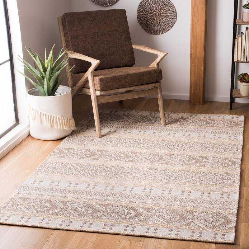 SAFAVIEH Augustine Tutku Contemporary Cotton Rug - 2'10" x 5' - Taupe/Cream