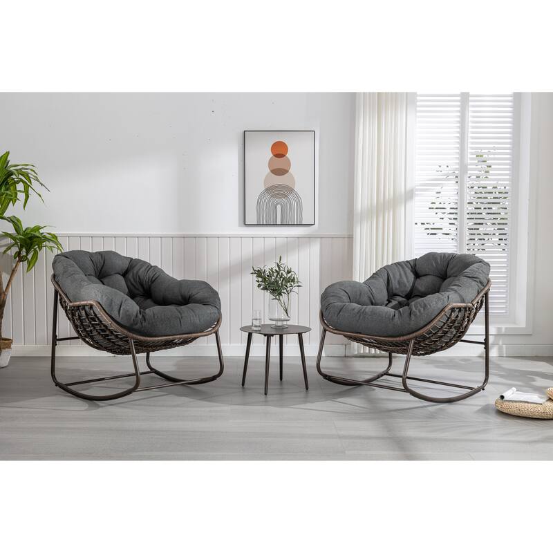 Grey Modern 37.2" Upholstered Rocking Chair with Steel Frame for Living Room