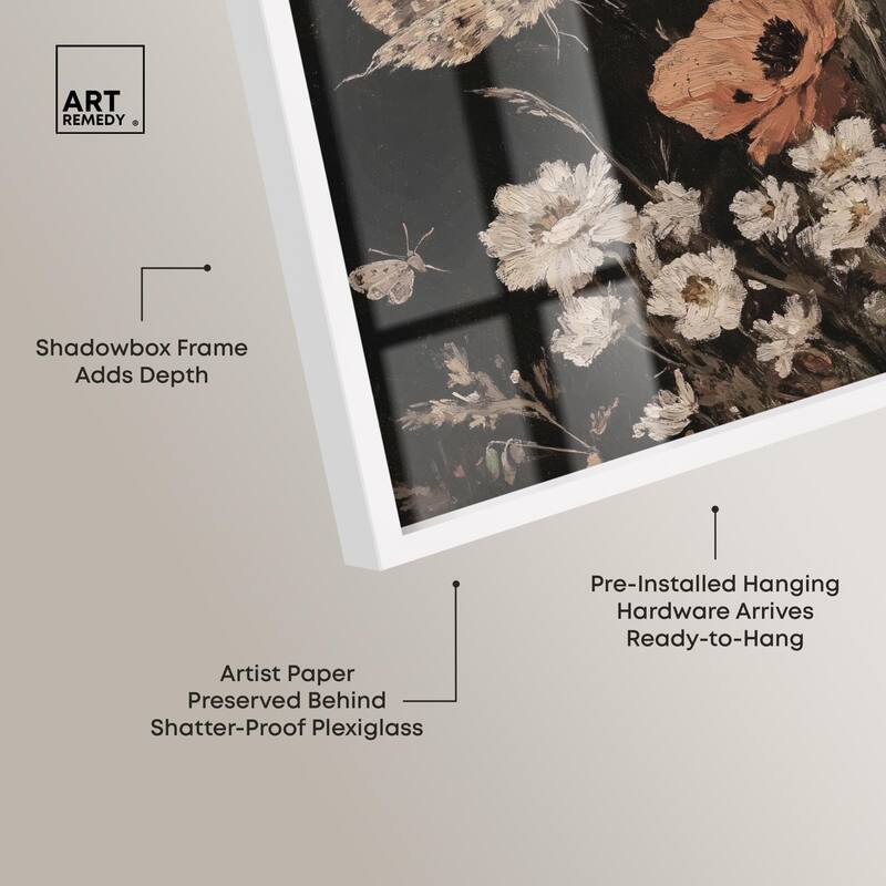 Poppy and Moth II Shadowbox by Art Remedy