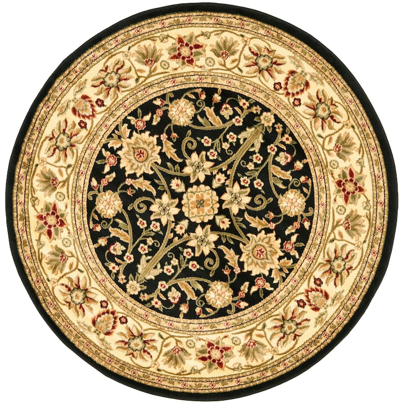 SAFAVIEH, Lyndhurst Marsha Traditional Area Rug - 5'3" Round - Black/Ivory
