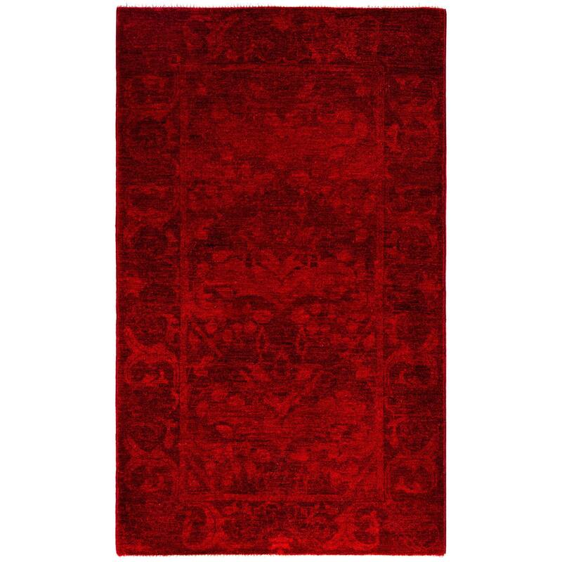 Overdyed One-of-a-Kind Hand-Knotted Area Rug - Red - 3' 1" x 5' 0"