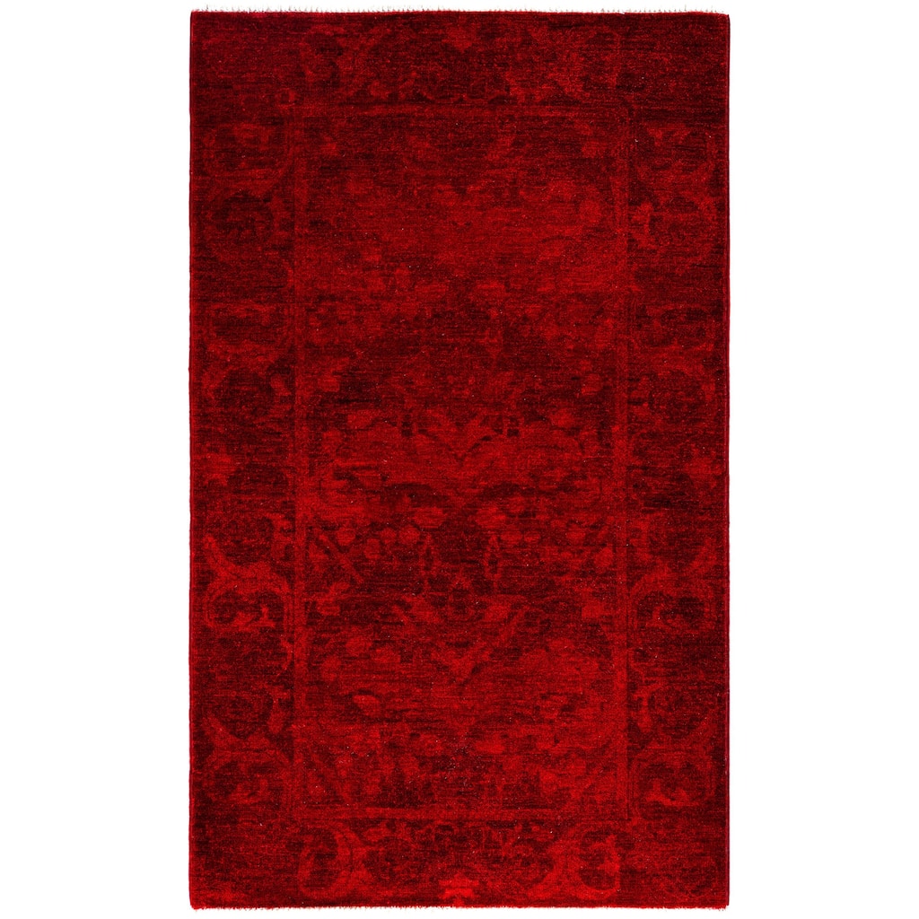 Overdyed One-of-a-Kind Hand-Knotted Area Rug - Red - 3' 1" x 5' 0"