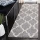 SAFAVIEH Dallas Shag Giusy Trellis 1.5-inch Thick Rug - 2'3" x 20' Runner - Grey/Ivory
