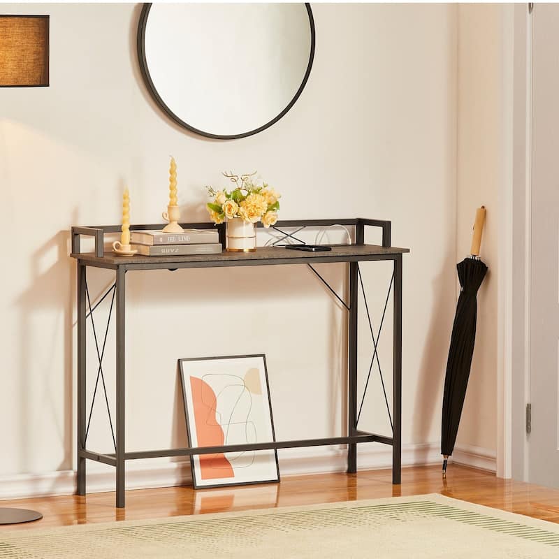 5-Pieces Console Table with Bar Stools Set, with 2 Outlet and 2 USB Ports, Dining Table Sets for Breakfast Nook