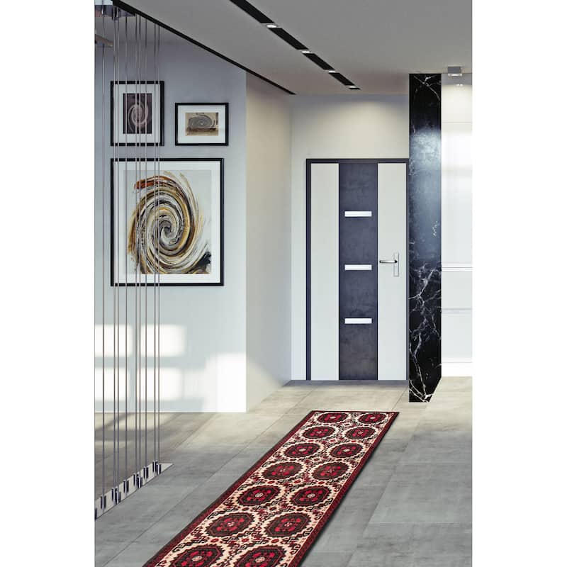ECARPETGALLERY Hand-knotted Royal Baluch Cream Wool Rug - 1'10 x 9'3