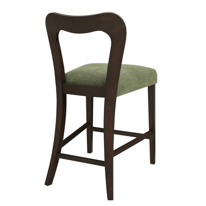 Roomfitters Counter Stool Set of 2, Modern Kitchen Bar Stool with Upholstered Seat and Wood Frame