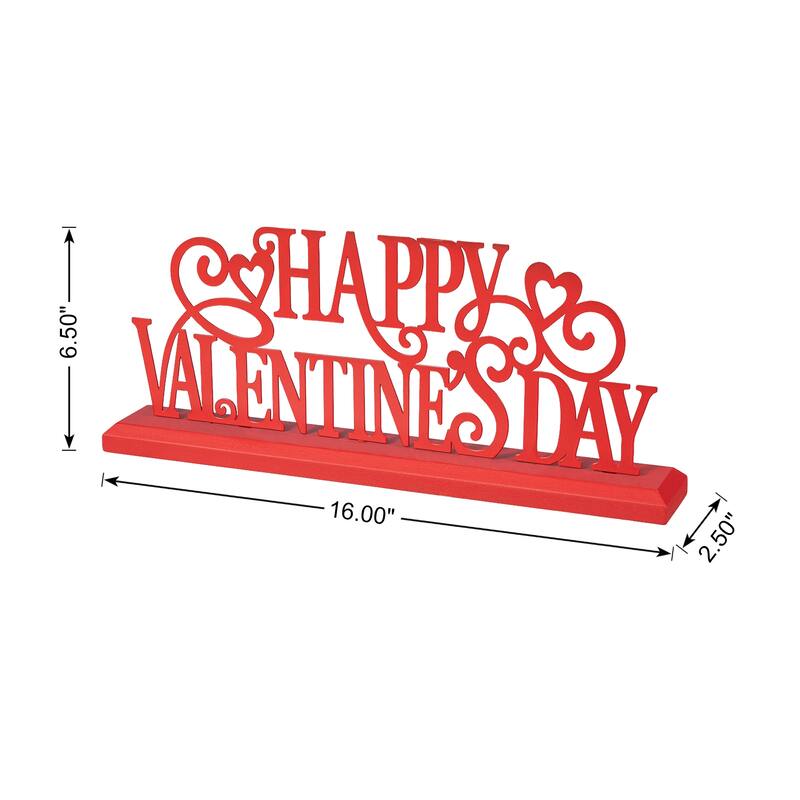 Glitzhome 16"L Wooden & Metal HAPPY VALENTINE'S DAY Table Decor