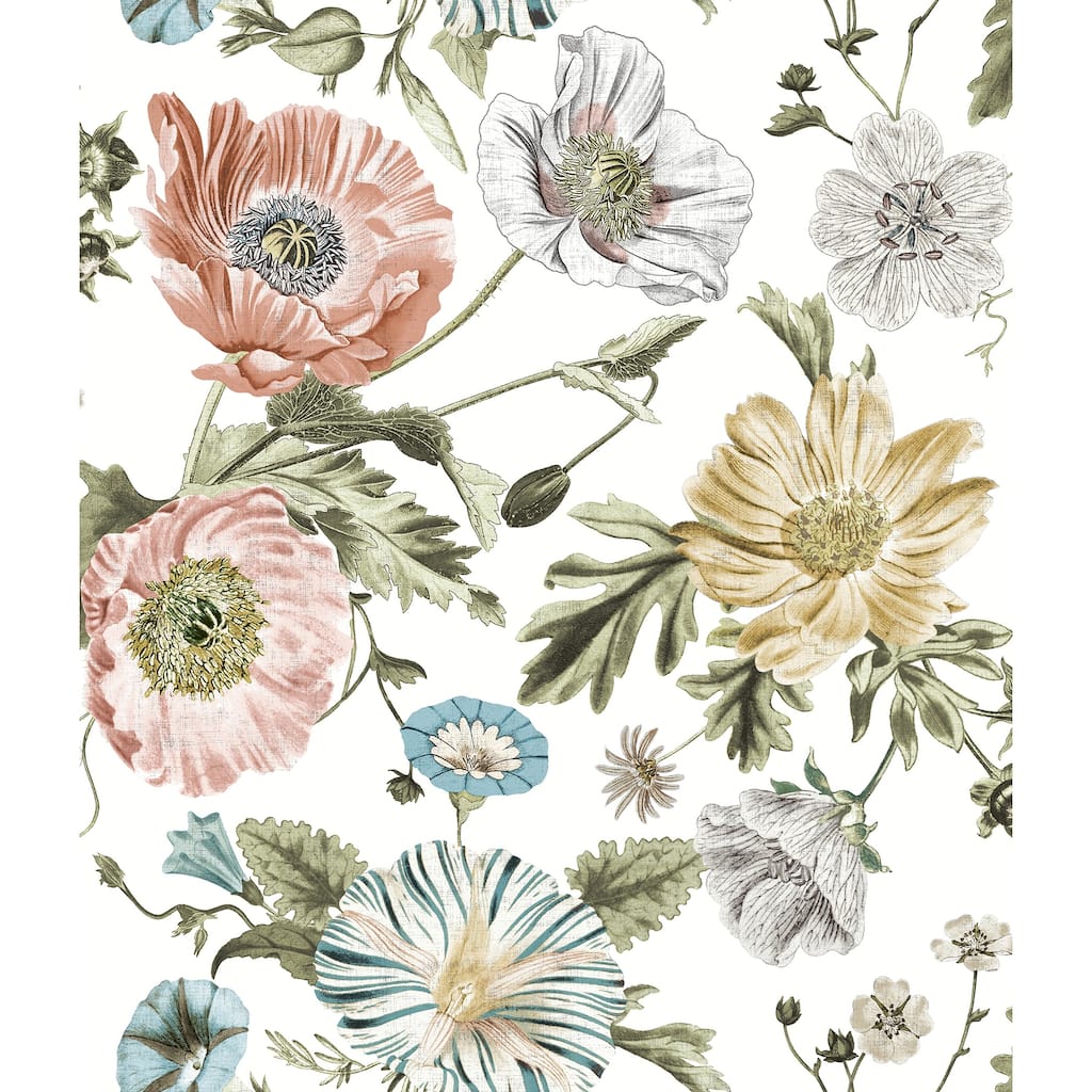RoomMates Pink Vintage Poppy Peel and Stick Wallpaper