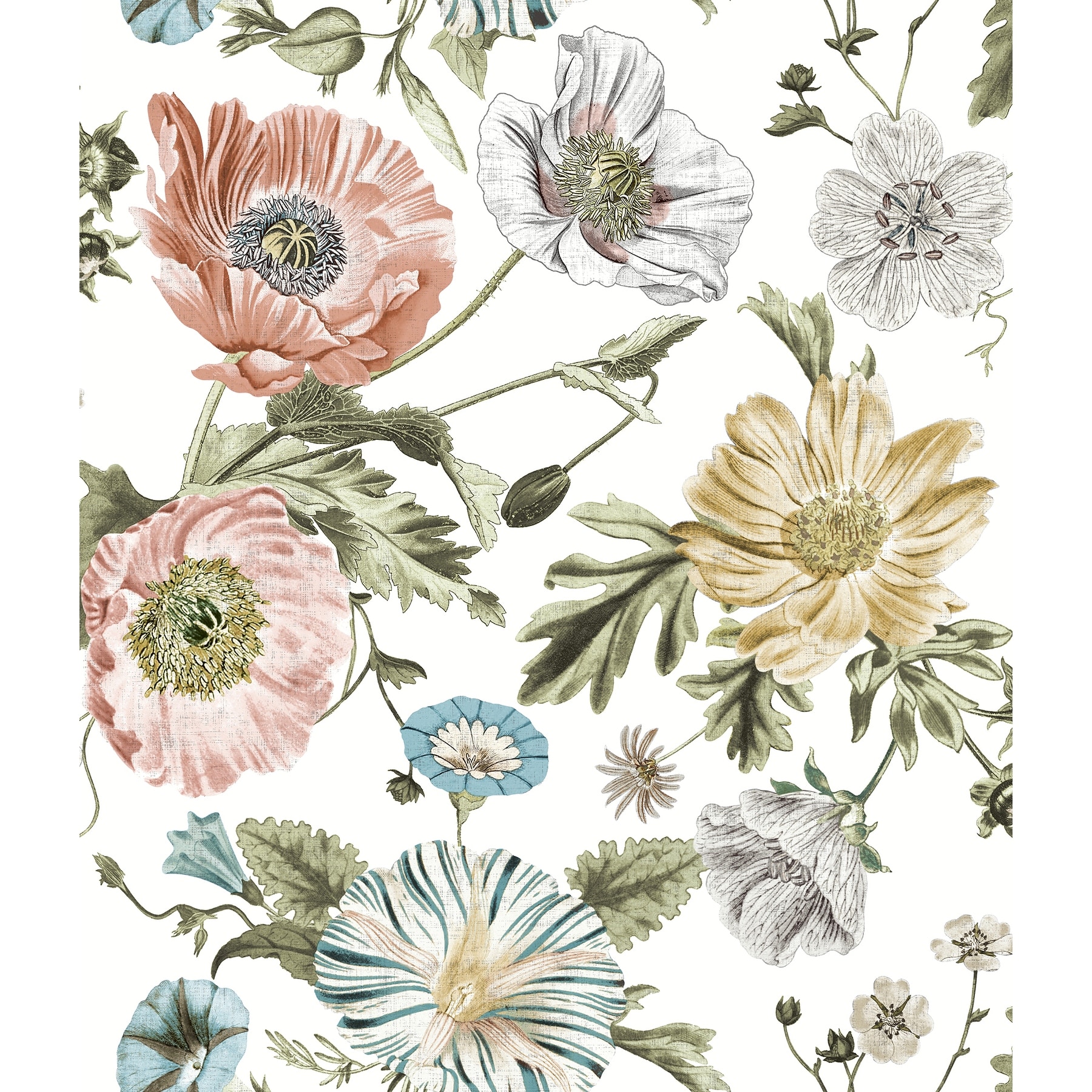 RoomMates Pink Vintage Poppy Peel and Stick Wallpaper