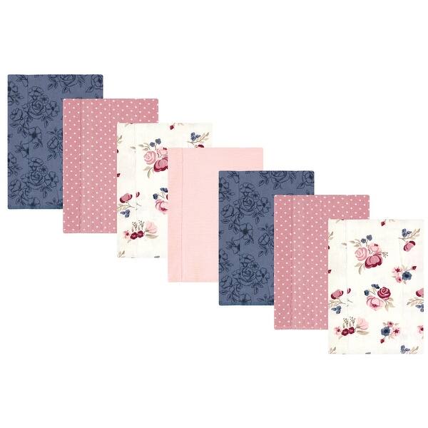 slide 1 of 1, Hudson Baby Infant Girl Cotton Flannel Burp Cloths, Dusty Rose Floral 7-Pack, One Size - Dusty Rose Floral 7-Pack - One Size One Size - Dusty Rose Floral 7-Pack