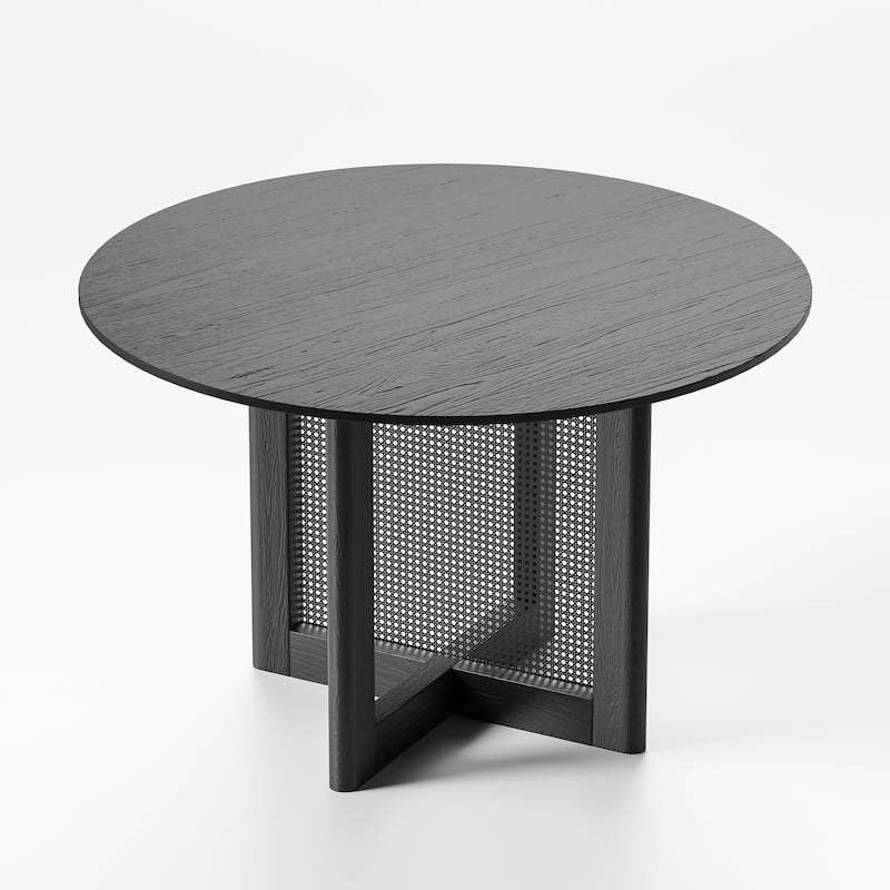 Farmhouse Kitchen Dining Room Table Furniture Round Kitchen Table with Rattan Woven Legs for Kitchen Bar Living Room