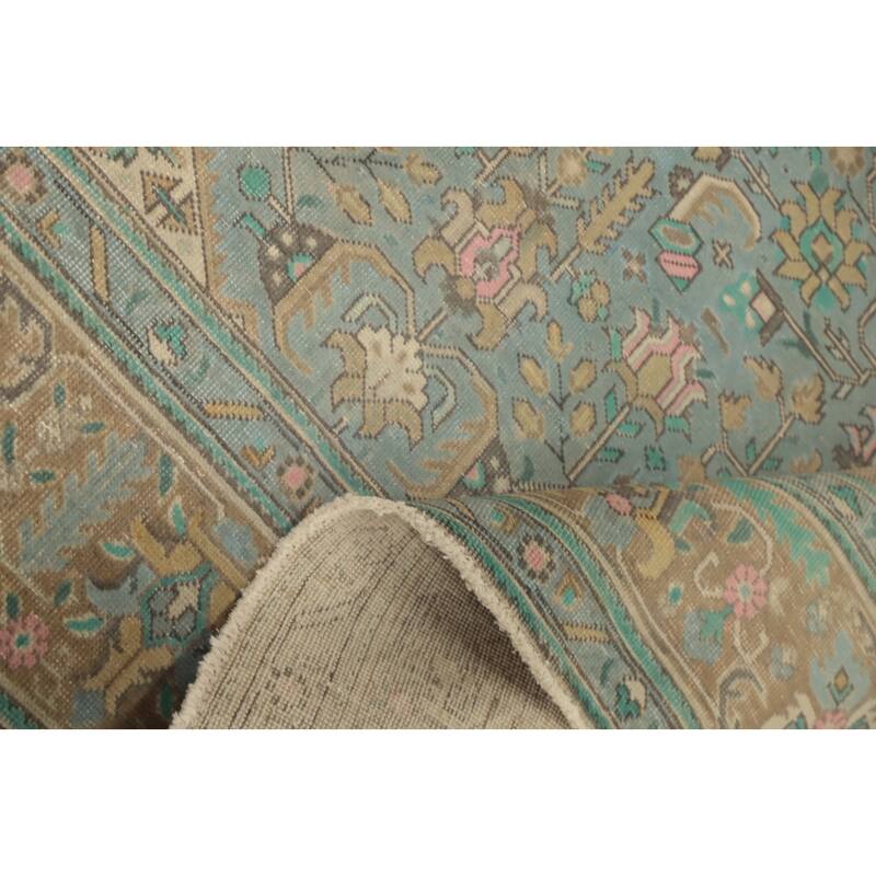 Hand Knotted Oriental 100% Wool Carpet Traditional Floral Greys & Charcoal Tabriz Area Rug - 12' 5'' X 9' 7''