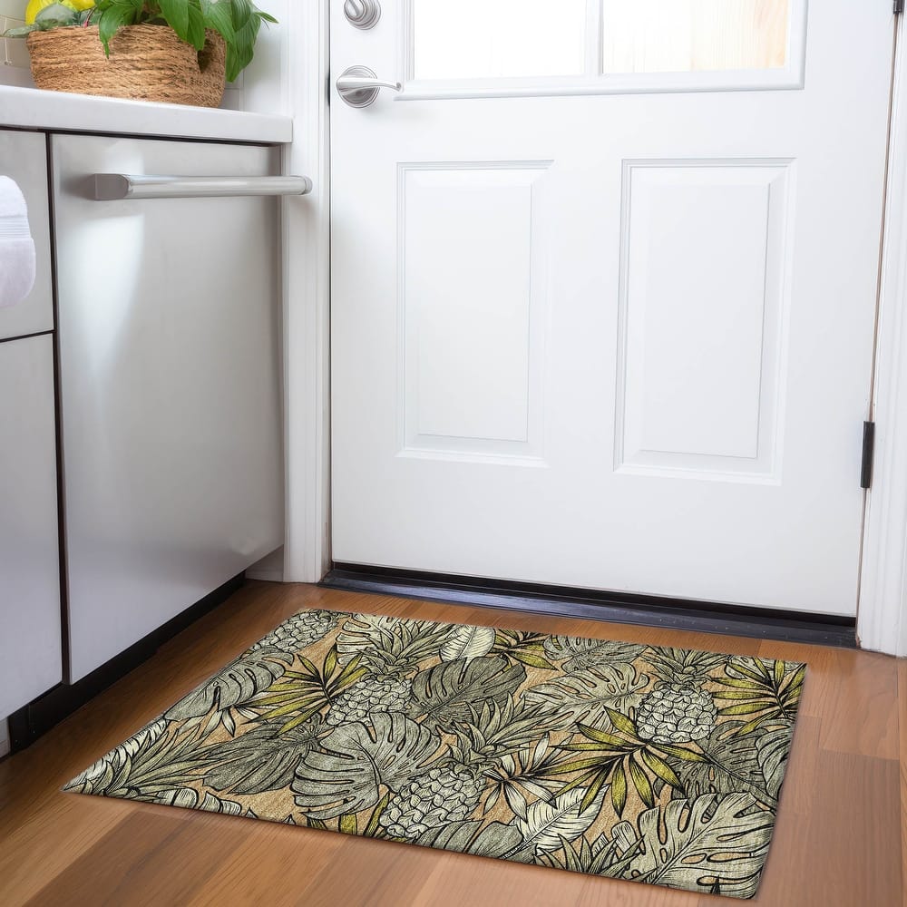 Premium Washable Super Soft Tropical Palm Leave Mayfield Rug