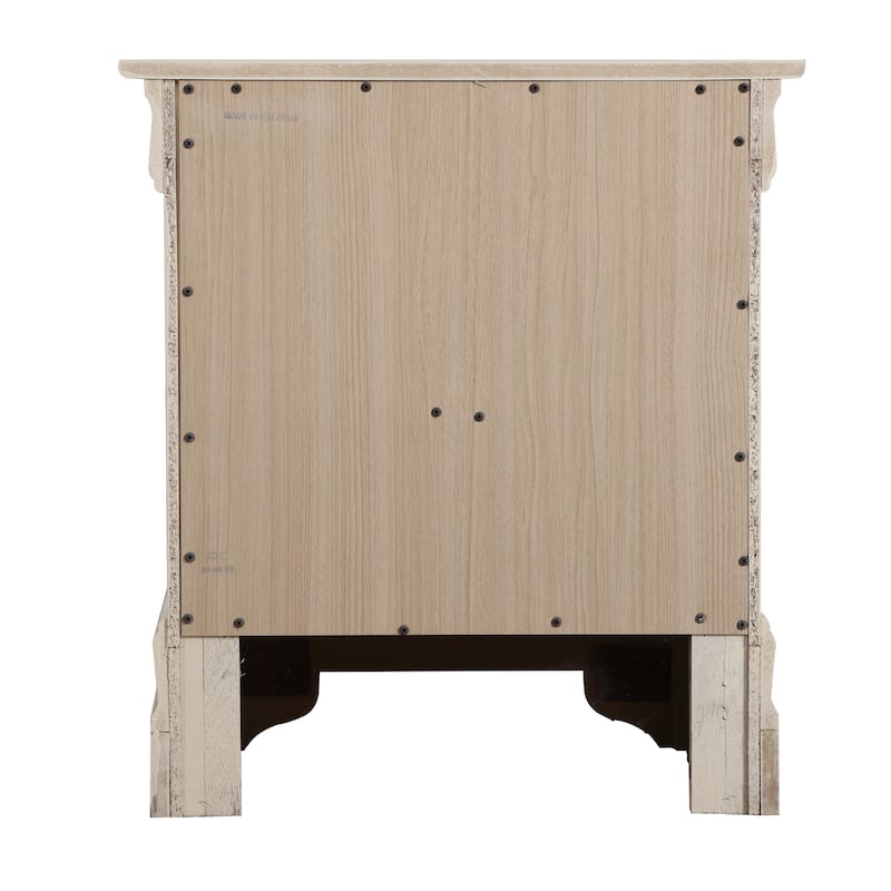 Traditional 22-in Metal Hand Holder 2-Drawer Wood Nightstand