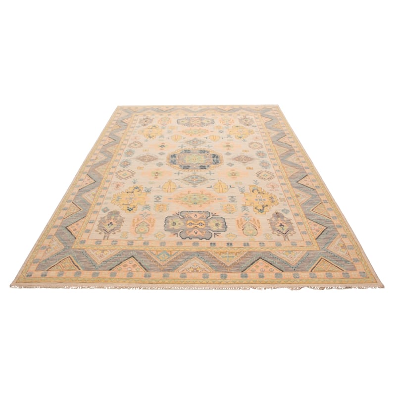 ECARPETGALLERY Hand-knotted Modern Oushak Ivory Wool Rug - 10'2 x 14'2
