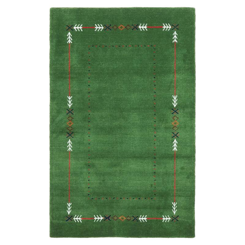 ECARPETGALLERY Hand Loomed Kashkuli Gabbeh Green Wool Rug - 3'1 x 5'0