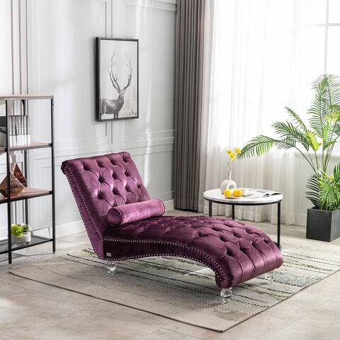 Acrylic Foot Tufted Lounge Chair Chesterfield Lounge Button Tufted Chaise