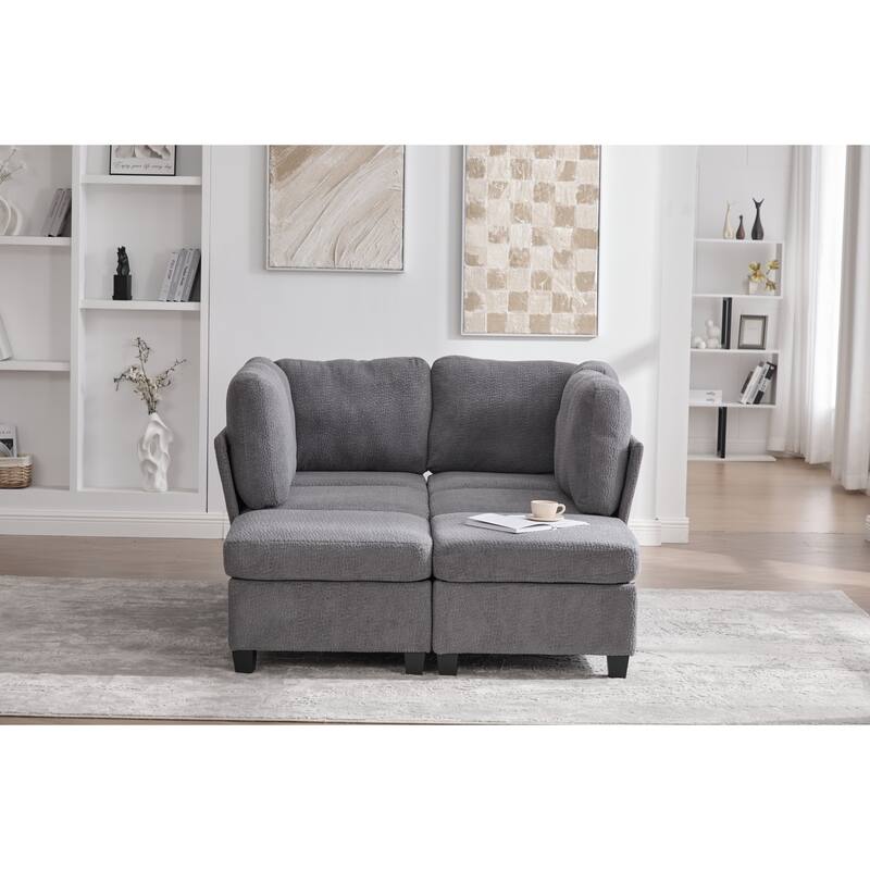 GDFStudio - Modular Polyester 6-Seat 113.39" Sectional with Storage Ottoman