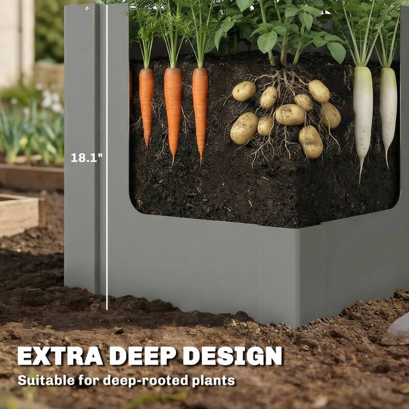 Outsunny Raised Garden Bed, Galvanized Planter Box Outdoor with Gloves for Gardening Vegetables, Flower, Herb