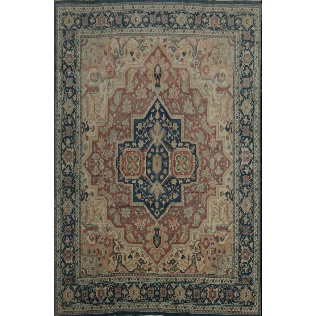 Hand Knotted Oriental 100% Wool Carpet Transitional Floral Pink Oushak Area Rug - 11' 6'' X 8' 11''